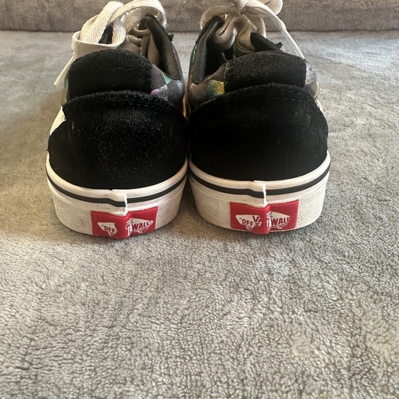 Vans Old Skool Checkerboard Iridescent Black Suede Sneakers Women's 5.5 - Picture 4 of 7